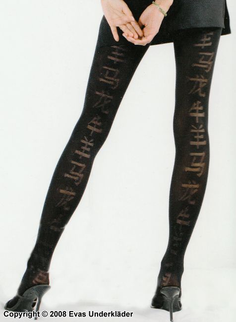 Tights with Chinese characters